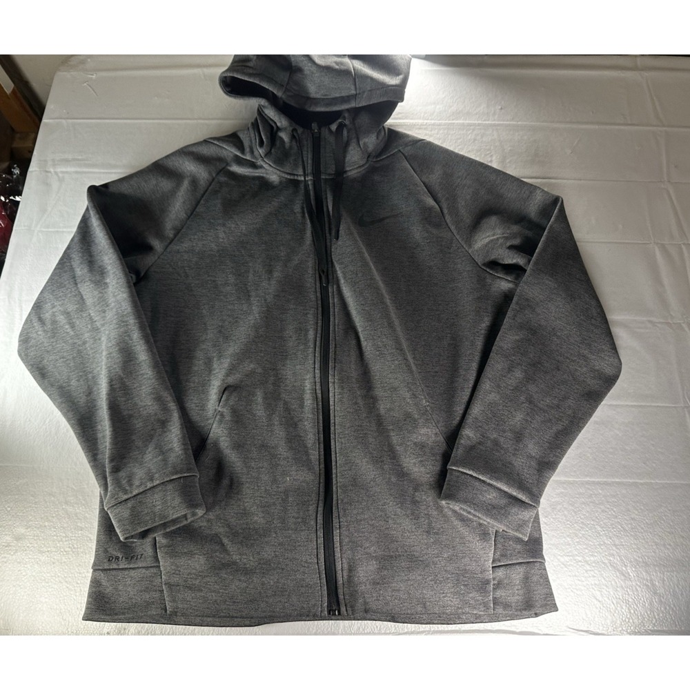 Nike Full-Zip Jacket Men's Large Charcoal Heather‎ Therma-Fit Light Weight